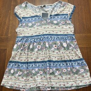 Lucky Brand Floral Empire Waist Short Sleeve Shirt Size X-small NWT